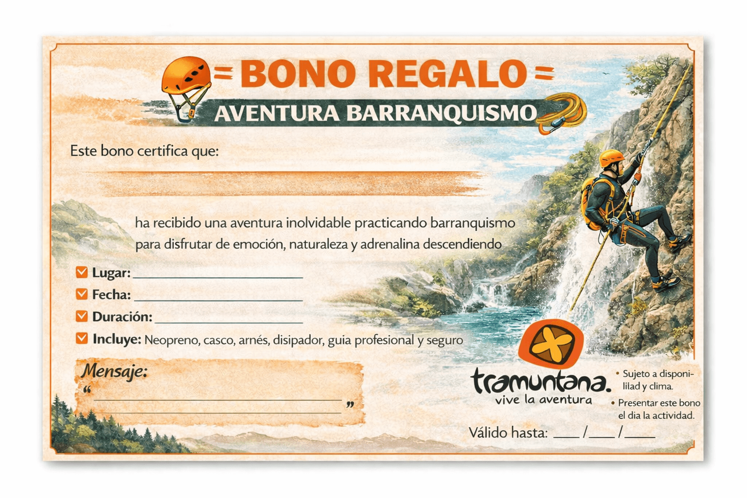 BONO REGALO ( BARRANCO ACUATICO)